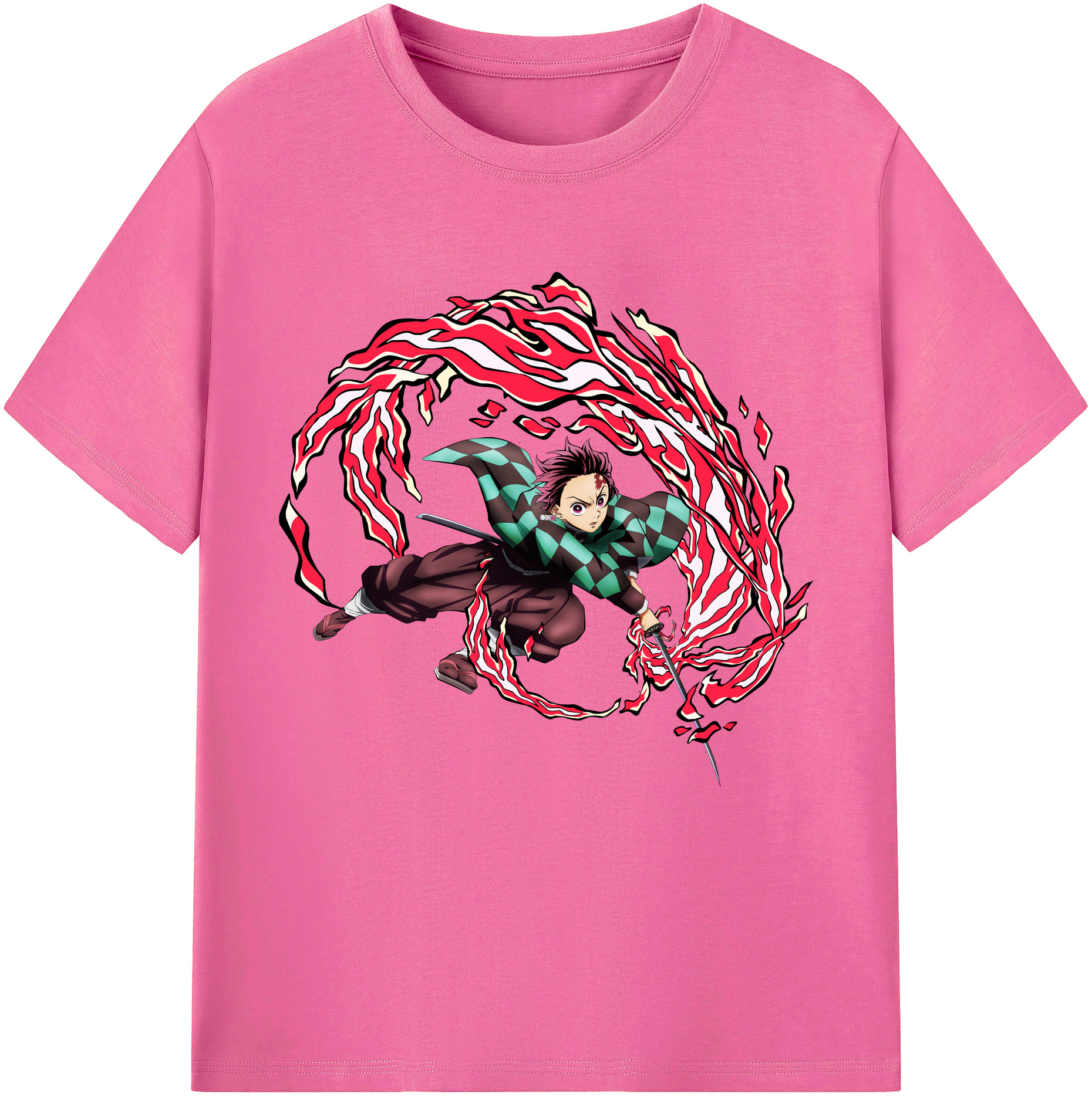 （画像用） 鬼滅の刃 竈門 炭治郎／かまど たんじろう Kamado Tanjirou レディースカジュアルプリントTシャツ（綿100％）